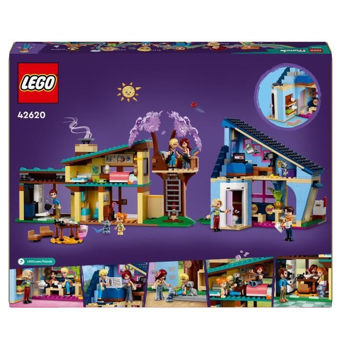 LEGO 42620 Friends Les Maisons Familiales d’Olly et de Paisley Jouet de Poupée avec Figurines et Accessoires