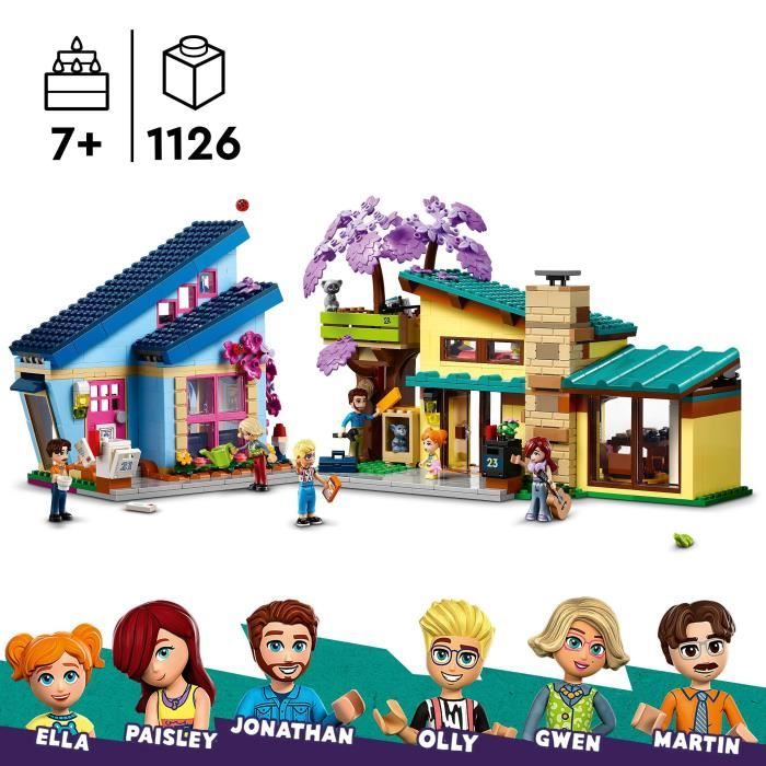 LEGO 42620 Friends Les Maisons Familiales d’Olly et de Paisley Jouet de Poupée avec Figurines et Accessoires