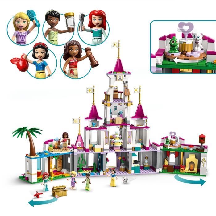 LEGO 43205 Disney Princess Aventures Épiques dans le Château Jouet Ariel Vaiana et Raiponce Figurines Animaux Enfants