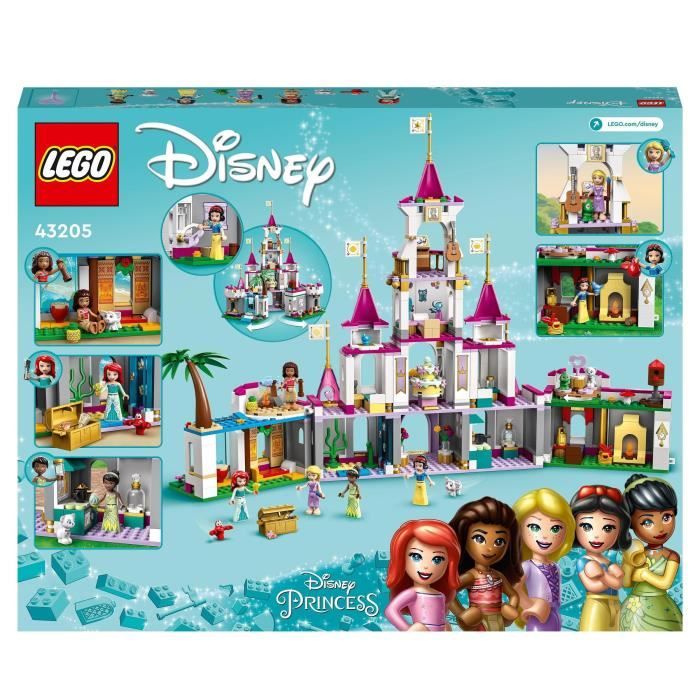 LEGO 43205 Disney Princess Aventures Épiques dans le Château Jouet Ariel Vaiana et Raiponce Figurines Animaux Enfants