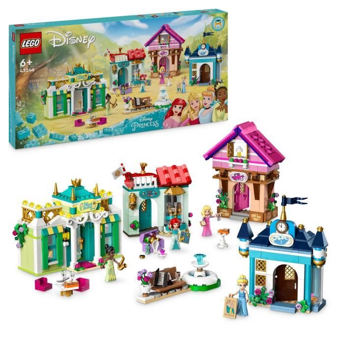 LEGO 43246 Disney Princess Les Aventures des Princesses Disney au Marché Jouet avec 4 Mini Poupées: Ariel Cendrillon