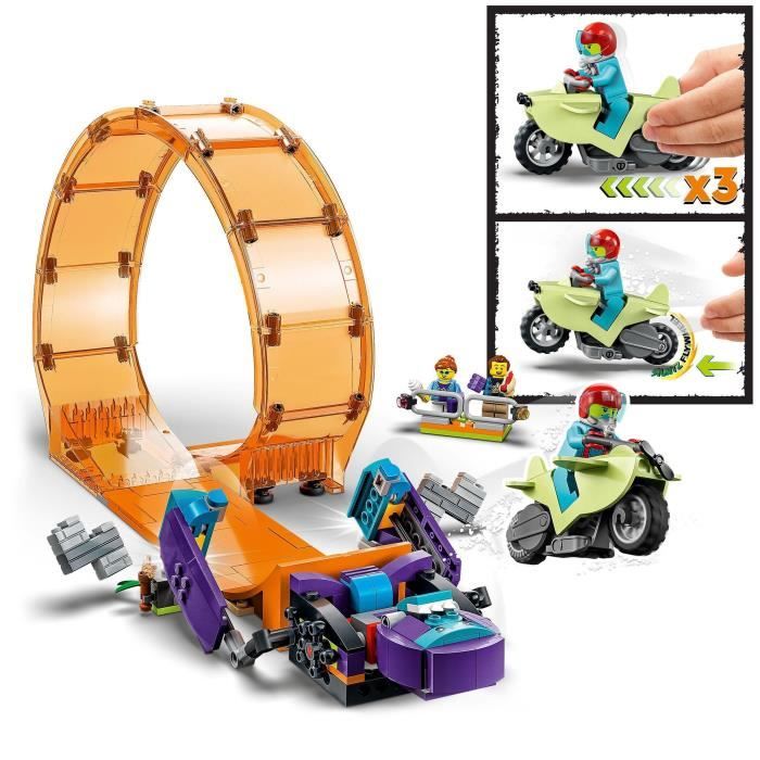 LEGO 60338 City Stuntz Le Looping du Chimpanzé Cogneur Figurines de Cascadeur Stuntz Jouet Moto de Cascade Enfants