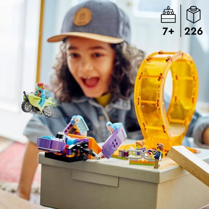 LEGO 60338 City Stuntz Le Looping du Chimpanzé Cogneur Figurines de Cascadeur Stuntz Jouet Moto de Cascade Enfants