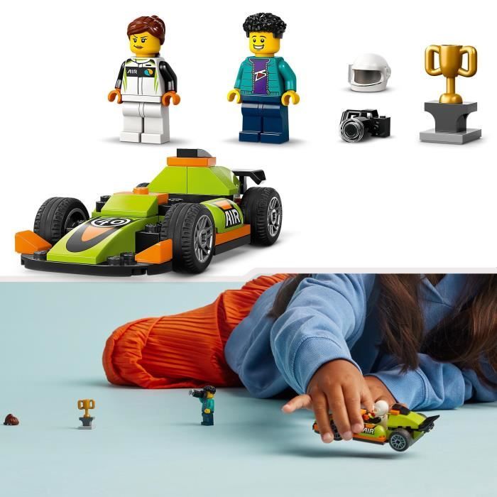 LEGO 60399 City La Voiture de Course Verte Jouet pour Garçons et Filles Des 4 Ans avec Photographe et Pilote