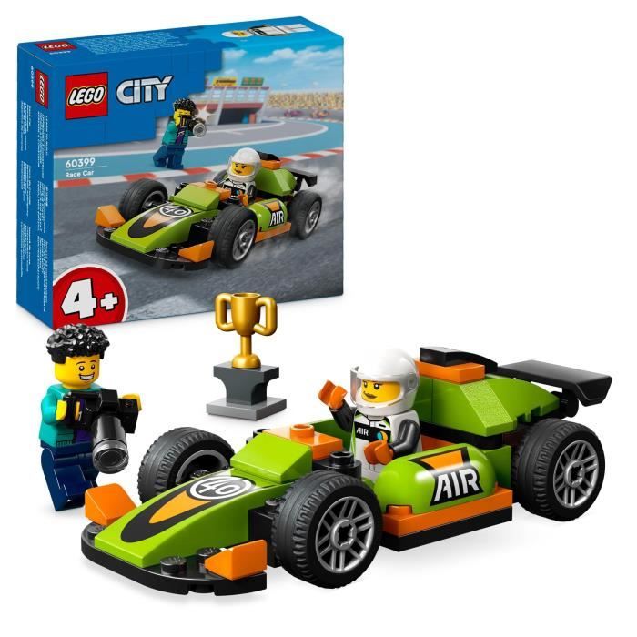 LEGO 60399 City La Voiture de Course Verte Jouet pour Garçons et Filles Des 4 Ans avec Photographe et Pilote