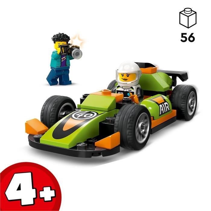 LEGO 60399 City La Voiture de Course Verte Jouet pour Garçons et Filles Des 4 Ans avec Photographe et Pilote