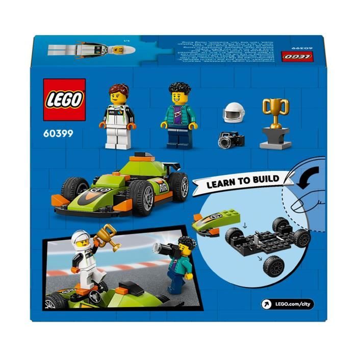 LEGO 60399 City La Voiture de Course Verte Jouet pour Garçons et Filles Des 4 Ans avec Photographe et Pilote