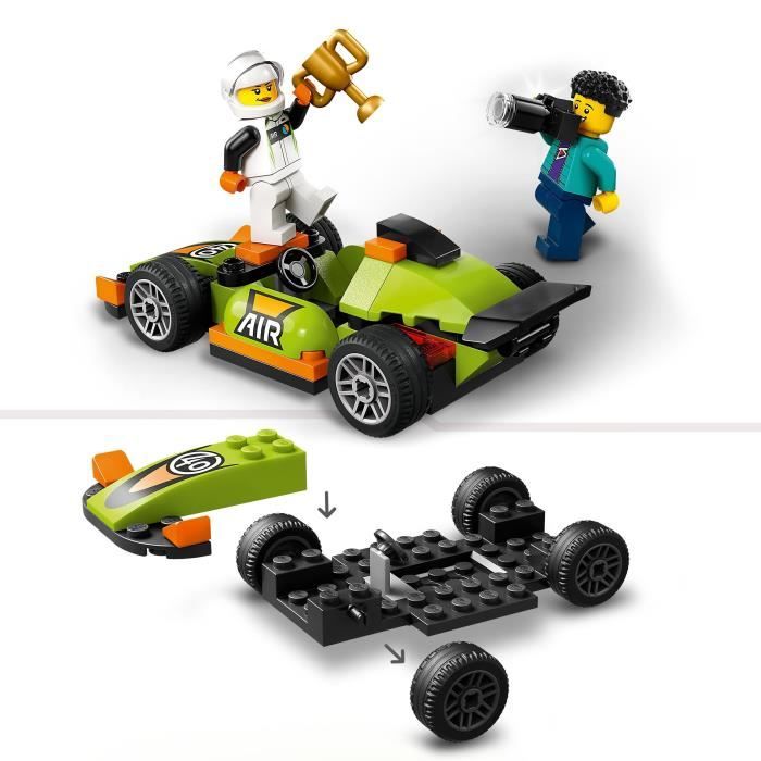 LEGO 60399 City La Voiture de Course Verte Jouet pour Garçons et Filles Des 4 Ans avec Photographe et Pilote