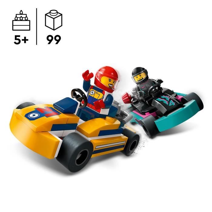 LEGO 60400 City Les Karts et les Pilotes de Course Jouet avec 2 Karting avec 2 Minifigurines de Pilotes de Voitures