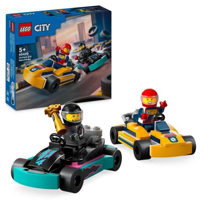 LEGO 60400 City Les Karts et les Pilotes de Course Jouet avec 2 Karting avec 2 Minifigurines de Pilotes de Voitures