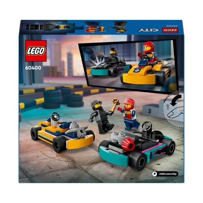 LEGO 60400 City Les Karts et les Pilotes de Course Jouet avec 2 Karting avec 2 Minifigurines de Pilotes de Voitures