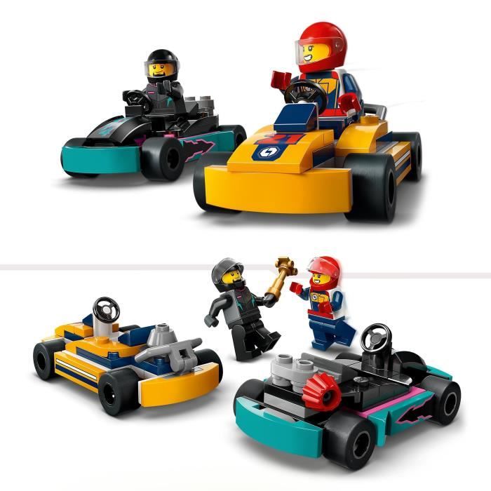 LEGO 60400 City Les Karts et les Pilotes de Course Jouet avec 2 Karting avec 2 Minifigurines de Pilotes de Voitures