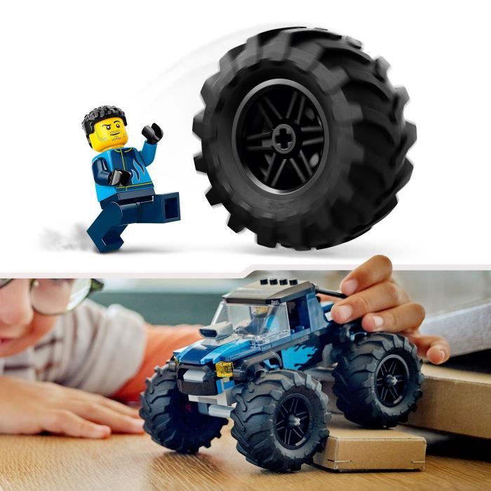 LEGO 60402 City Le Monster Truck Bleu Jouet Camion Tout-Terrain et Minifigurine de Conducteur Cadeau Enfants