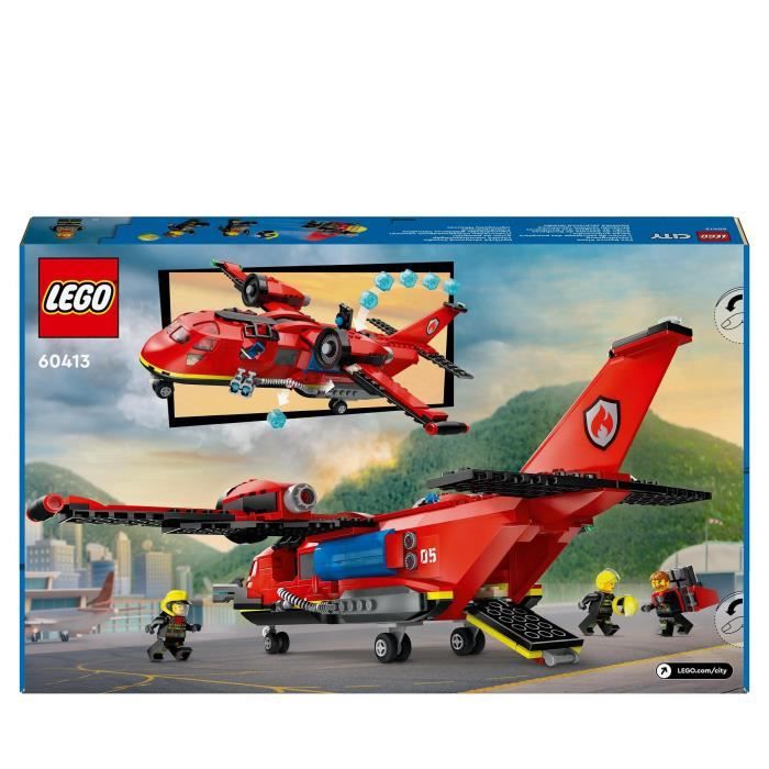 LEGO 60413 City L’Avion de Sauvetage des Pompiers Jouet avec 3 Minifigurines de Pilote Pompiere