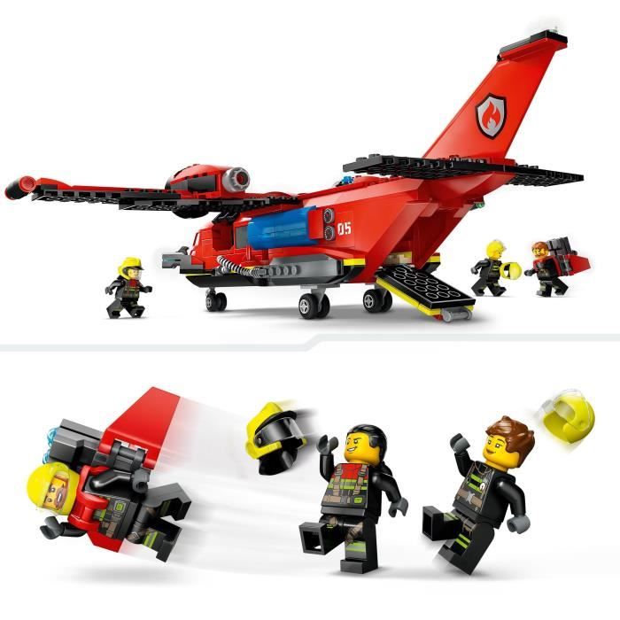 LEGO 60413 City L’Avion de Sauvetage des Pompiers Jouet avec 3 Minifigurines de Pilote Pompiere