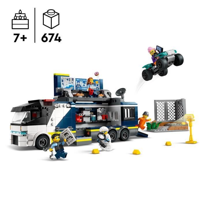 LEGO 60418 City Le Laboratoire de Police Scientifique Mobile Jouet de Quad Cadeau Enfants Des 7 Ans et Minifigurines