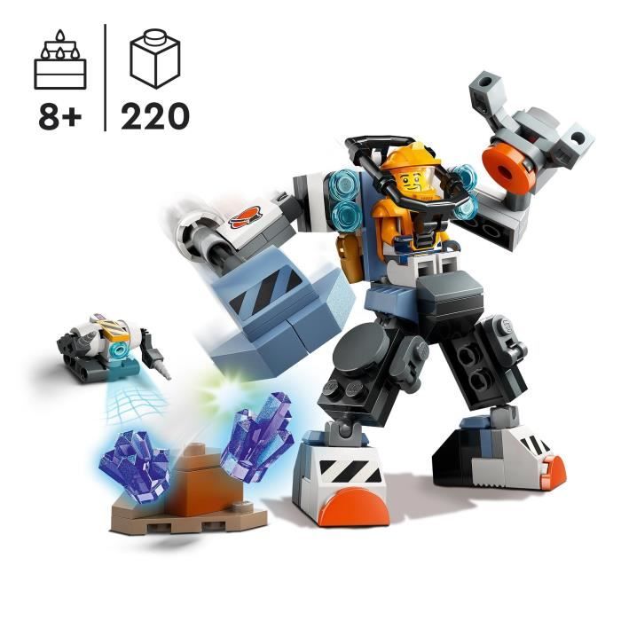 LEGO 60428 City Le Robot de Chantier de l’Espace Jouet de Figurine de Robot avec Tenue Spatiale Cadeau Enfants 6 Ans