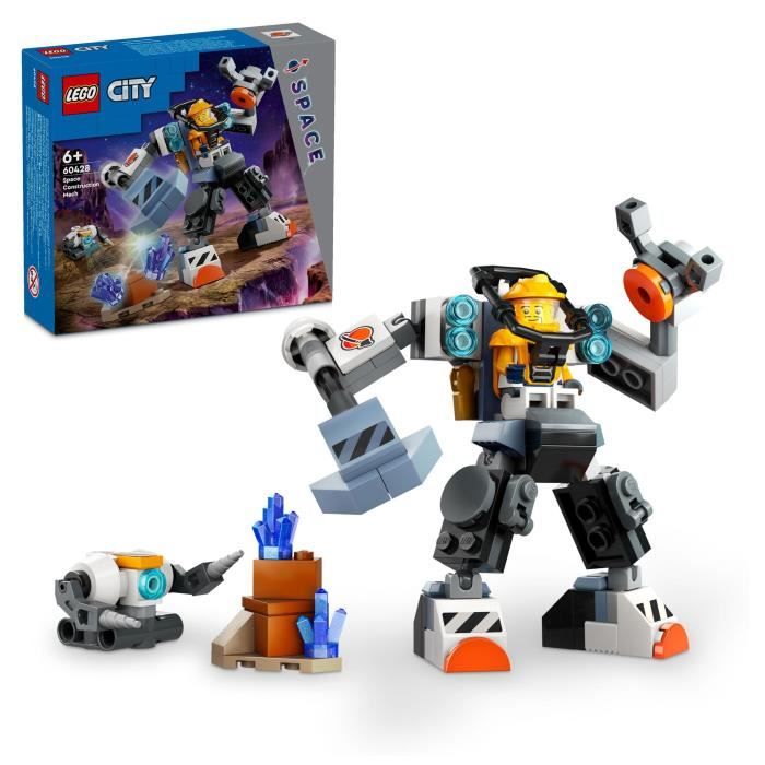 LEGO 60428 City Le Robot de Chantier de l’Espace Jouet de Figurine de Robot avec Tenue Spatiale Cadeau Enfants 6 Ans