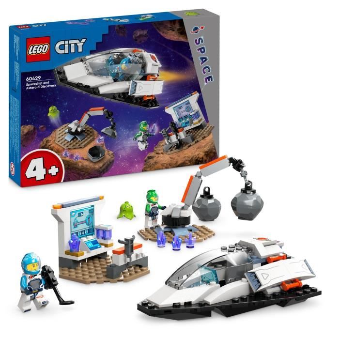 LEGO 60429 City Le Vaisseau et la Découverte de l’Astéroide Jouet avec 2 Minifigurines d’Astronautes et Figurine Alien