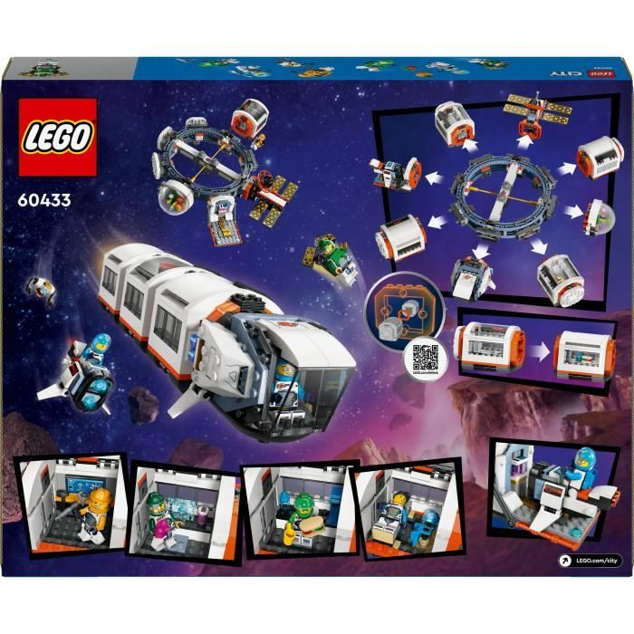 LEGO 60433 City La Station Spatiale Modulaire Jouet avec Navette Exploration de l’Espace avec 6 Minifigurines