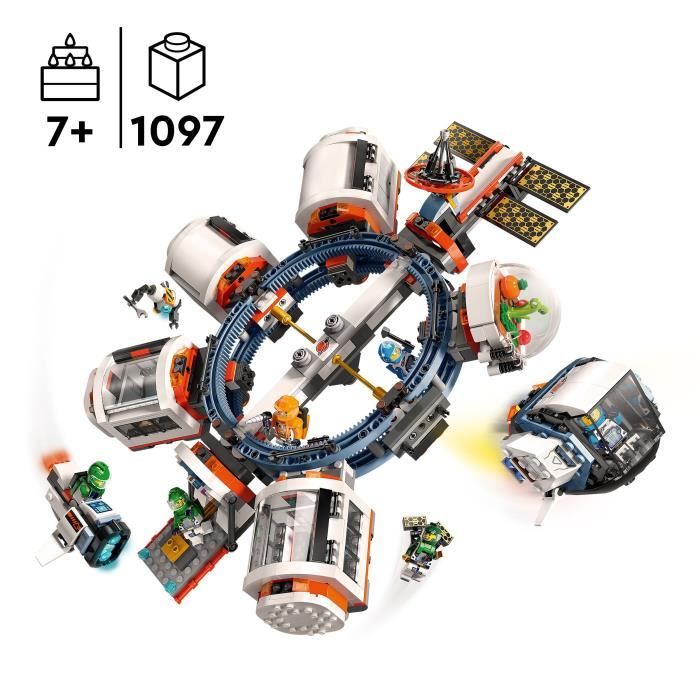 LEGO 60433 City La Station Spatiale Modulaire Jouet avec Navette Exploration de l’Espace avec 6 Minifigurines