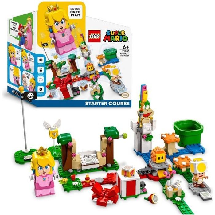 LEGO 71403 Super Mario Pack de Démarrage Les Aventures de Peach Jouet Lemmy Figurine Interactive Toad pour Enfants 6 Ans