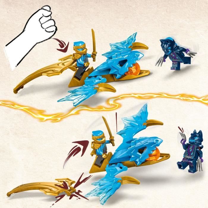 LEGO 71802 NINJAGO L’Attaque du Dragon Rebelle de Nya Jouet Ninja de Dragon et Figurines incluant Nya avec Mini-Katana