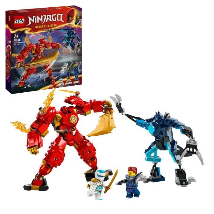 LEGO 71808 NINJAGO Le Robot Élémentaire du Feu de Kai Jouet Ninja avec Figurine Personnalisable Plus Minifigurines