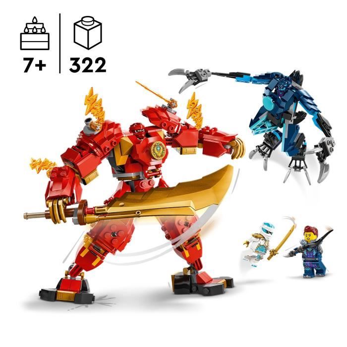 LEGO 71808 NINJAGO Le Robot Élémentaire du Feu de Kai Jouet Ninja avec Figurine Personnalisable Plus Minifigurines