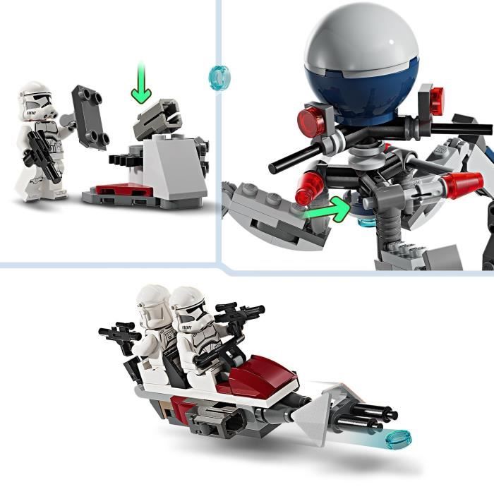 LEGO 75372 Star Wars Pack de Combat des Clone Troopers et Droides de Combat Jouet avec Speeder Bike et Figurine