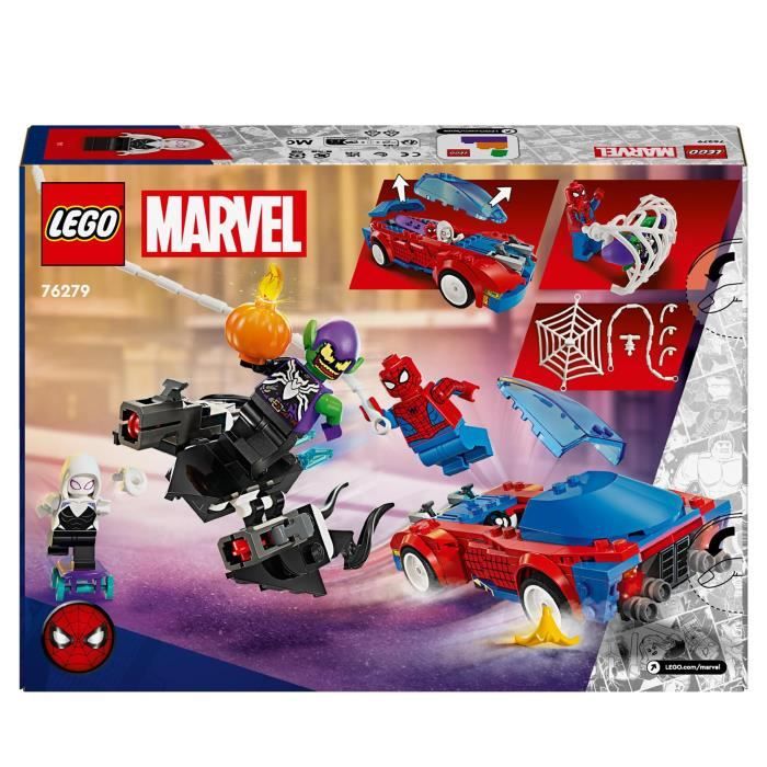 LEGO 76279 Marvel La Voiture de Course de Spider-Man contre le Bouffon Vert Venomisé Jouet avec Minifigurines