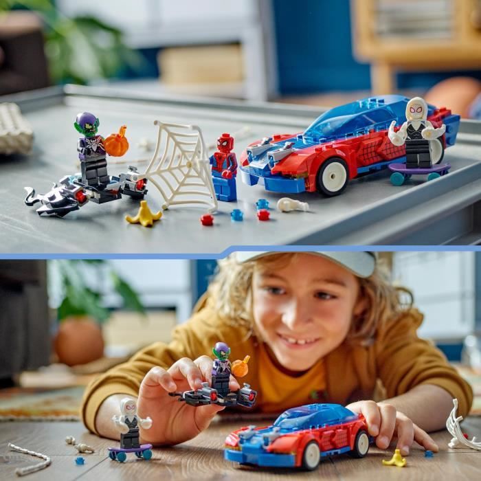 LEGO 76279 Marvel La Voiture de Course de Spider-Man contre le Bouffon Vert Venomisé Jouet avec Minifigurines