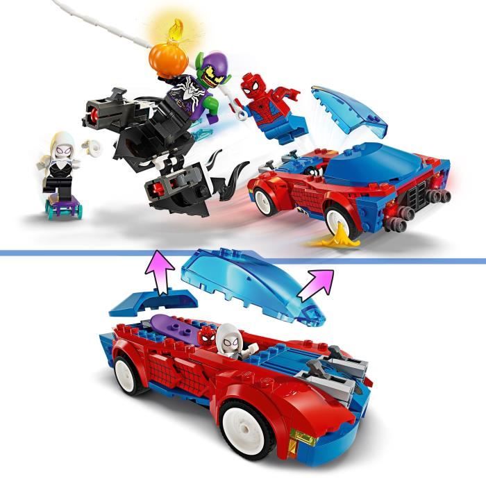 LEGO 76279 Marvel La Voiture de Course de Spider-Man contre le Bouffon Vert Venomisé Jouet avec Minifigurines