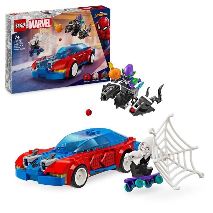 LEGO 76279 Marvel La Voiture de Course de Spider-Man contre le Bouffon Vert Venomisé Jouet avec Minifigurines