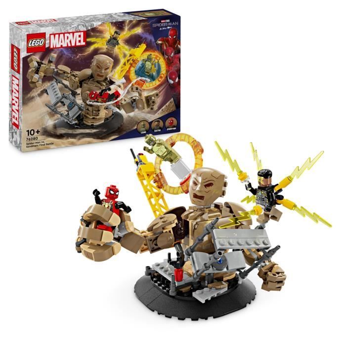 LEGO 76280 Marvel Spider-Man contre l’Homme-Sable: la Bataille Finale Jouet avec Minifigurines de Super-Héros