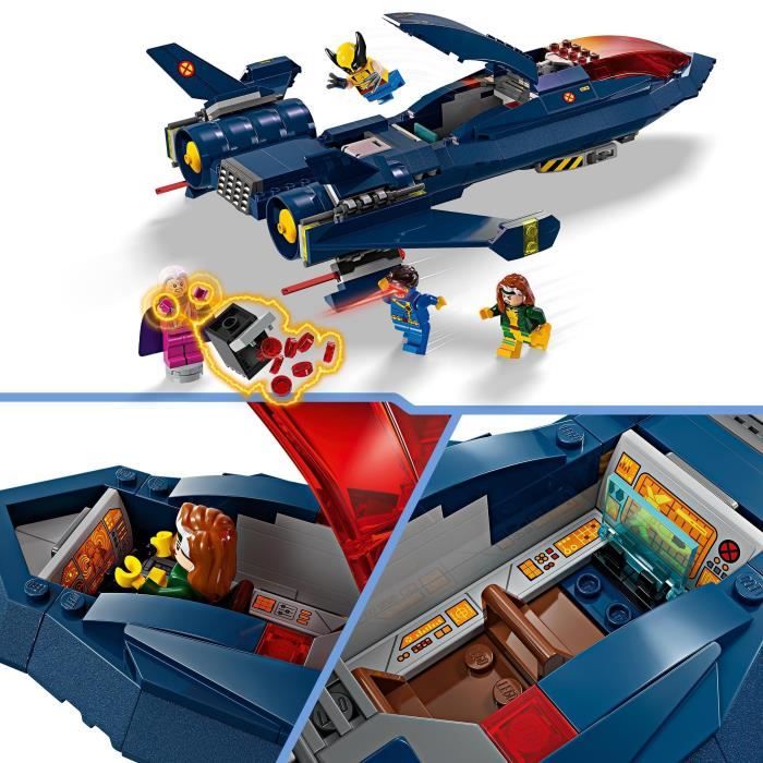 LEGO 76281 Marvel Le X-Jet des X-Men Jouet d’Avion Chasseur avec Minifigurines de Super-Héros: Wolverine