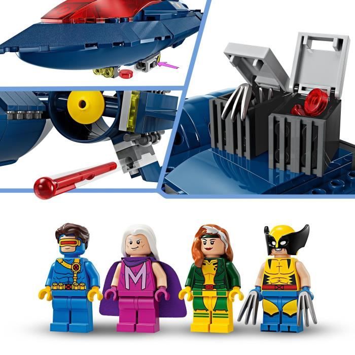 LEGO 76281 Marvel Le X-Jet des X-Men Jouet d’Avion Chasseur avec Minifigurines de Super-Héros: Wolverine