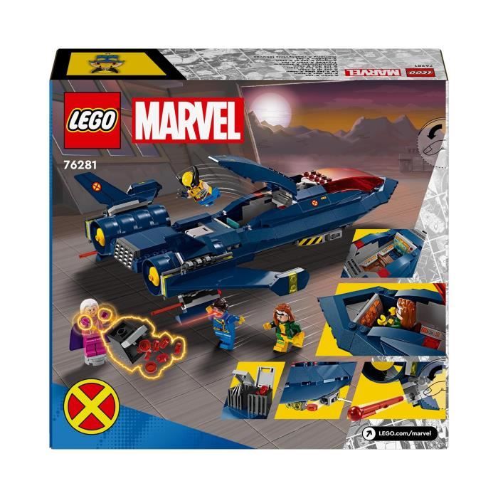 LEGO 76281 Marvel Le X-Jet des X-Men Jouet d’Avion Chasseur avec Minifigurines de Super-Héros: Wolverine