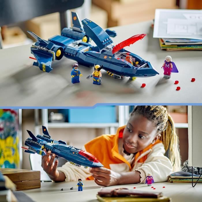 LEGO 76281 Marvel Le X-Jet des X-Men Jouet d’Avion Chasseur avec Minifigurines de Super-Héros: Wolverine