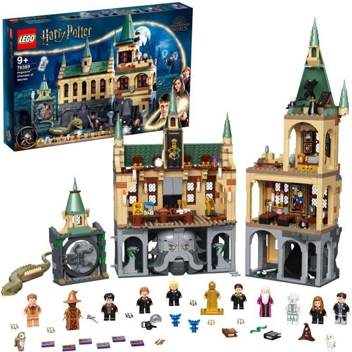 LEGO 76389 Harry Potter La Chambre des Secrets de Poudlard Jouet Château avec Grande Salle + Figurine Edition 20eme