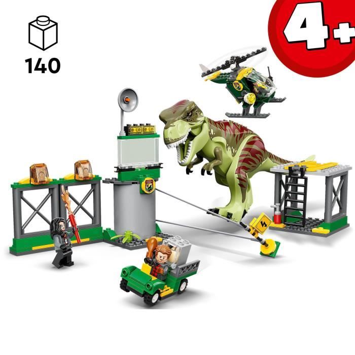 LEGO 76944 Jurassic World L’Évasion du T. Rex Dinosaures Avec Voiture Hélicoptere et Aéroport des 4 ans