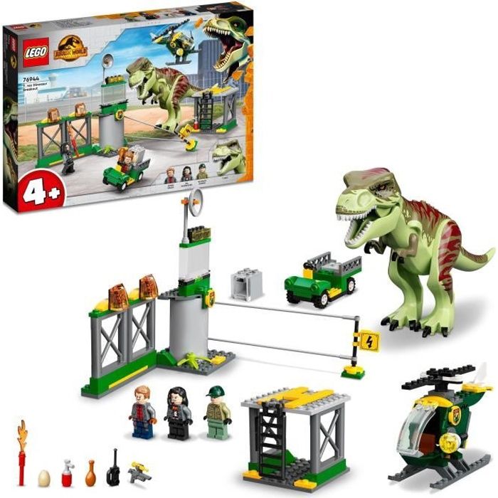 LEGO 76944 Jurassic World L’Évasion du T. Rex Dinosaures Avec Voiture Hélicoptere et Aéroport des 4 ans