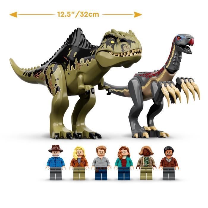 LEGO 76949 Jurassic World L’Attaque du Giganotosaurus et du Therizinosaurus Hélicoptere et Figurine de Dinosaure