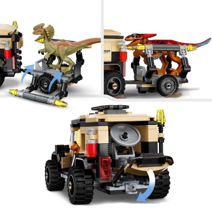 LEGO 76951 Jurassic World Le Transport du Pyroraptor et du Dilophosaurus Dinosaures avec Buggy Tout-Terrain des 7 Ans