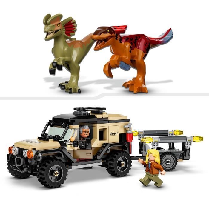 LEGO 76951 Jurassic World Le Transport du Pyroraptor et du Dilophosaurus Dinosaures avec Buggy Tout-Terrain des 7 Ans