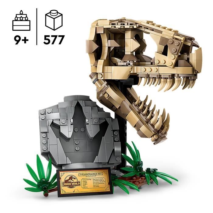 LEGO 76964 Jurassic World Les Fossiles de Dinosaures: Le Crâne du T. Rex Jouet de Dino Déco pour la Chambre d’Enfant