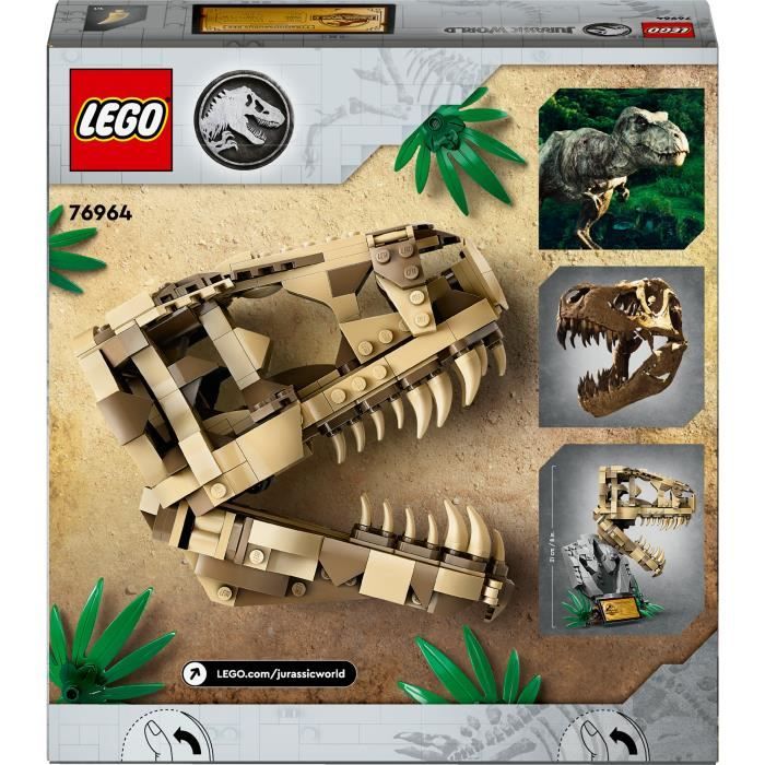 LEGO 76964 Jurassic World Les Fossiles de Dinosaures: Le Crâne du T. Rex Jouet de Dino Déco pour la Chambre d’Enfant