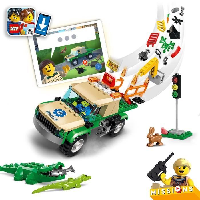 LEGO City 60353 Missions de Sauvetage des Animaux Sauvages Jouet de Construction Interactif