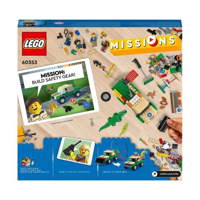 LEGO City 60353 Missions de Sauvetage des Animaux Sauvages Jouet de Construction Interactif