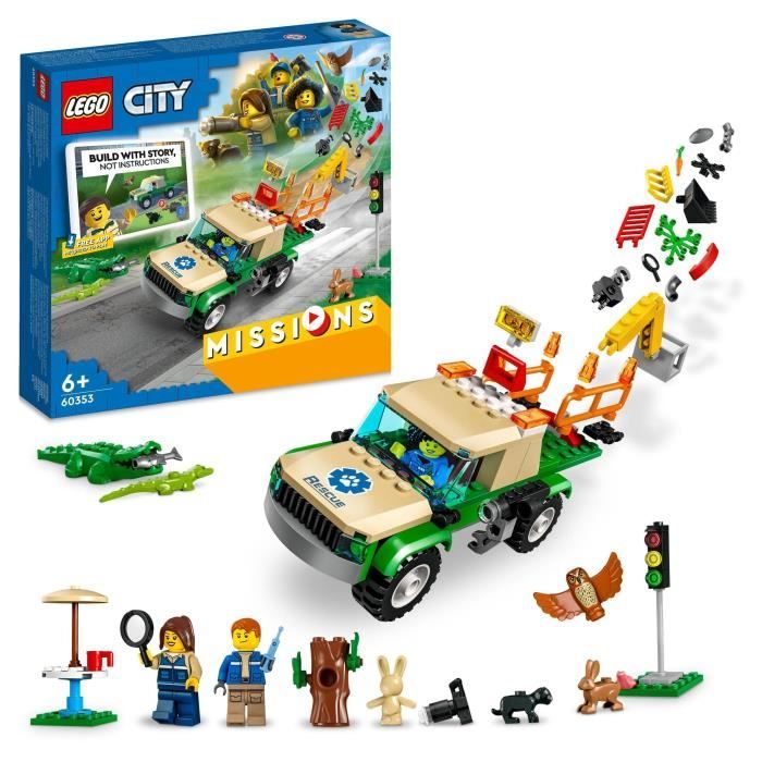 LEGO City 60353 Missions de Sauvetage des Animaux Sauvages Jouet de Construction Interactif